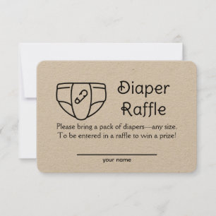 Kraft blöja lotteri baby shower inklusionskort inbjudningar