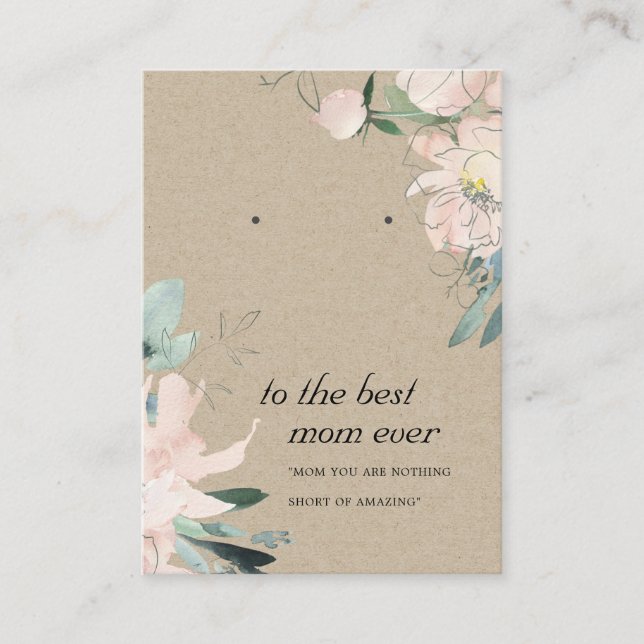  KRAFT BLOMMIGT MAMMA GIFT EARRING VISNING CARD PLACERINGSKORT (Framsida)