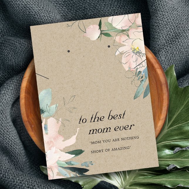  KRAFT BLOMMIGT MAMMA GIFT NECKLACE EARRING Card Placeringskort (Skapare uppladdad)