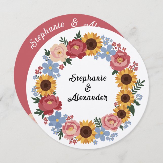 Kraft Boho Blommigt Wandan Bröllop Inbjudningar (Fram/baksida)