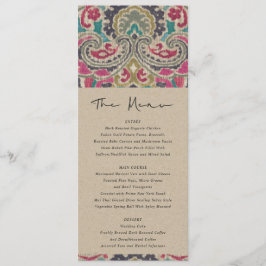 KRAFT BOHO TRIBAL IKAT ROSA TEAL BRÖLLOP MENU MENY