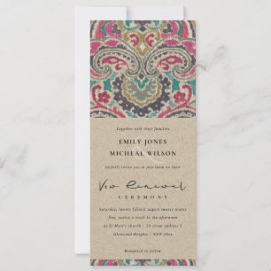 KRAFT BOHO TRIBAL IKAT ROSA VOW RENEWAL INVIVITION INBJUDNINGAR