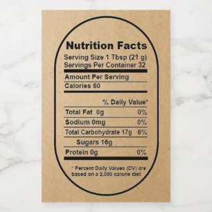 Kraft Bold Pint Honung Burk Nutrition Facts Label Mat Etikett