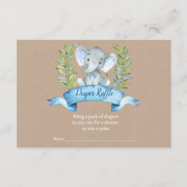 Kraft Boy Rustic Elephant Diaper Raffle Insert Tilläggskort