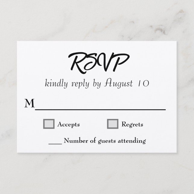 Kraft bröllopsscript RSVP-kort Tilläggskort (Framsida)