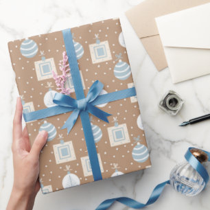 KRAFT BROWN and BLUE CHRISTMAS ORNAMENTS Presentpapper