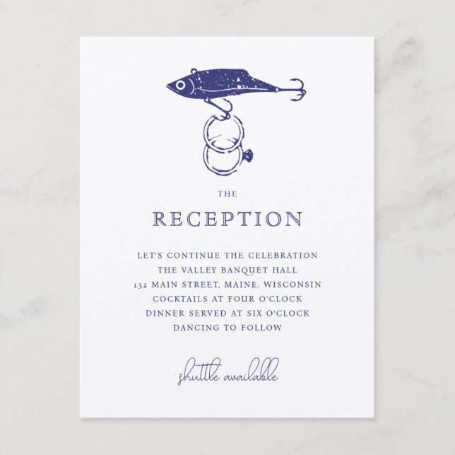 Kraft Brown Rustic Fiske Lockringar Marinblå Tilläggskort (Framsida)