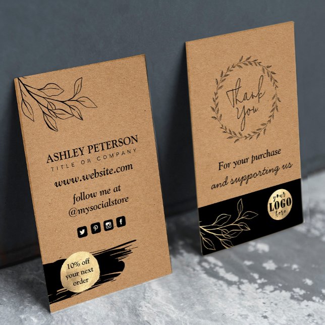 Kraft Brown, tack för ditt kort med Anpassningsbar (Make an Impression with  Custom Logo Kraft Brown Cards, Where Your Metallic Logo Meets Rustic Charm)