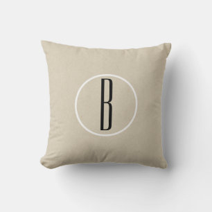 Kraft Brun Chic Monogram Bokstav Initial Rustik Kudde
