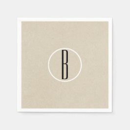 Kraft Brun Chic Monogram Bokstav Initial Rustik Pappersservett