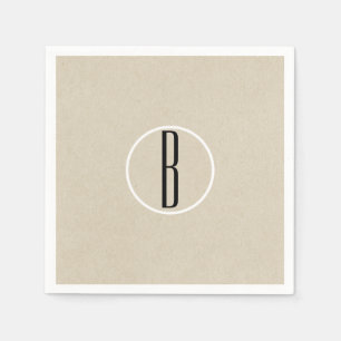 Kraft Brun Chic Monogram Bokstav Initial Rustik Pappersservett