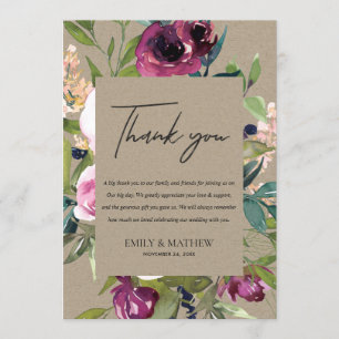 KRAFT  BURGUNDY FLORA BUNCH BRÖLLOP TACK INBJUDNINGAR