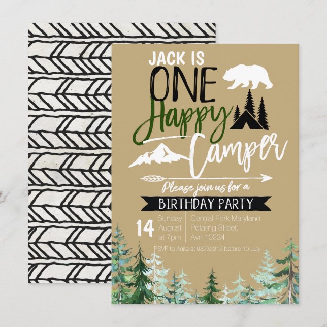 Kraft Camper 1:a födelsedagskampanjen Party Inbjudningar (Fram/baksida)