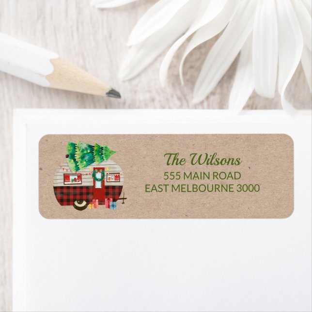 Kraft Camper Julgran Returadress Etikett (Insitu)