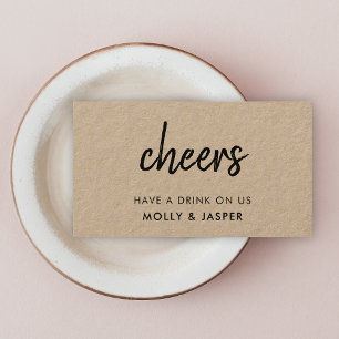 Kraft Cheers   Rustic Bröllop Drink Voucher Card Rabattkort