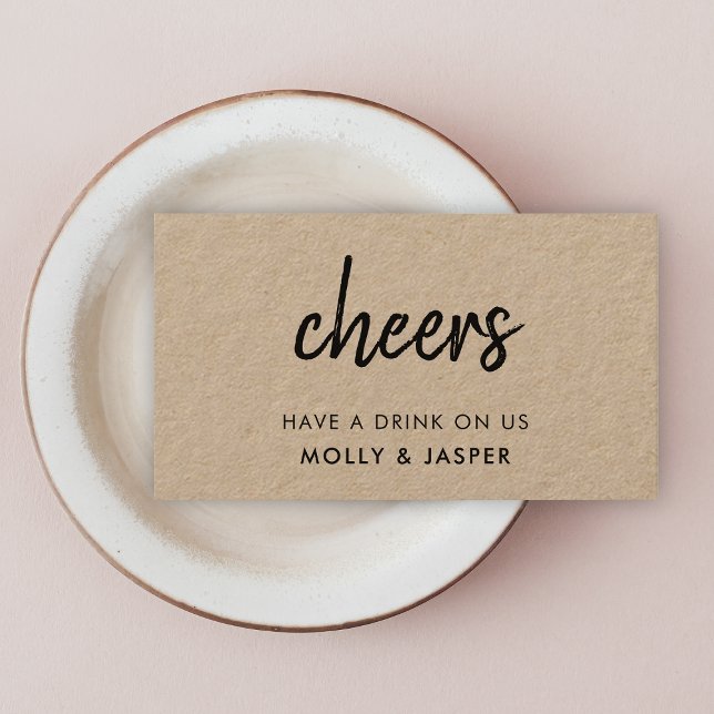 Kraft Cheers | Rustic Bröllop Drink Voucher Card Rabattkort (Skapare uppladdad)