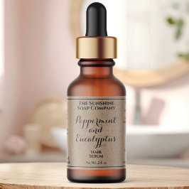 Kraft curly text cosmetics dropper bottle label adressetikett