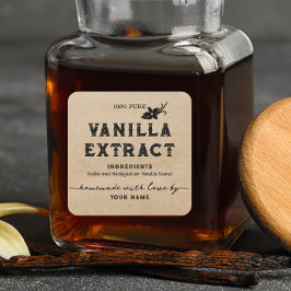 Kraft Customize Homemade Vanilla Extract-etikett Fyrkantigt Klistermärke