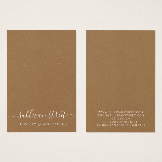 Kraft Earrings Jewelry Visning Card Visitkort (Framsida & baksida)