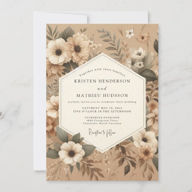 Kraft Earthy Rustic Wedding Inbjudningar (Framsida)