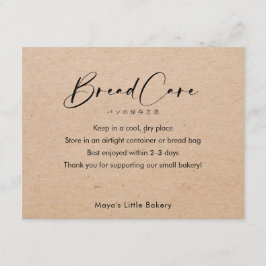Kraft Elegant Script Brödvårdsinstruktioner Tack Kort