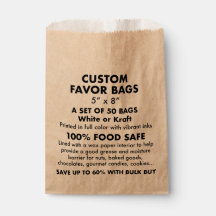 Kraft Favor Bags med 50 x Anpassningsbar Personlig