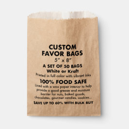 Kraft Favor Bags med 50 x Anpassningsbar Personlig
