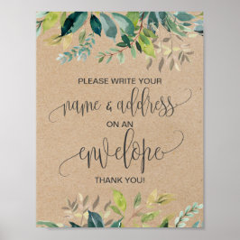 Kraft Foliage Adress an Kuvert Sign Poster