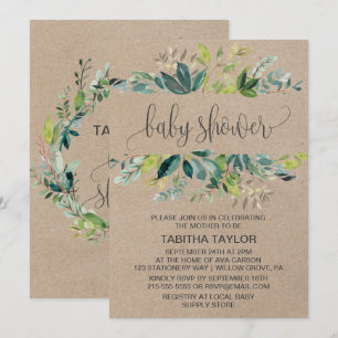 Kraft Foliage Baby Shower Inbjudningar