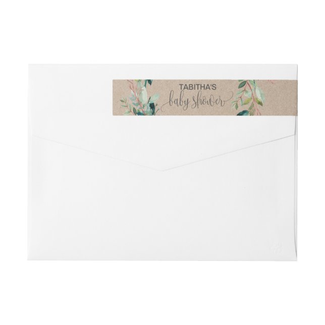 Kraft Foliage Baby Shower Wrap Around Label Etikettband (Baksidan)