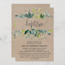 Kraft Foliage Baptism Inbjudningar