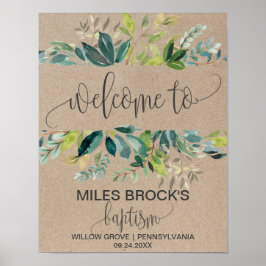 Kraft Foliage Baptism Välkommen Poster