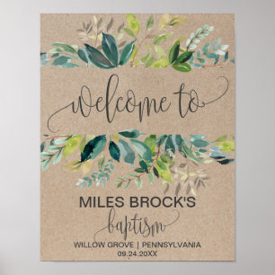 Kraft Foliage Baptism Välkommen Poster