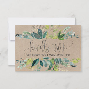 Kraft Foliage Bröllopswebbplats RSVP-kort OSA Kort