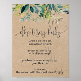 Kraft Foliage Säg inte Baby-tecken Poster