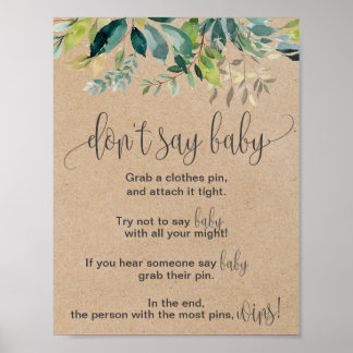 Kraft Foliage Säg inte Baby-tecken Poster