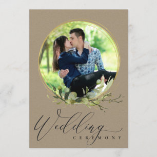 KRAFT FOLIAGE WATERCOLOR PHOTO OVERLAY BRÖLLOP INBJUDNINGAR