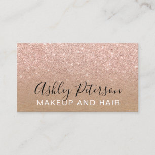 Kraft för Makeuptypografibrunt rosa guld- glitter Visitkort