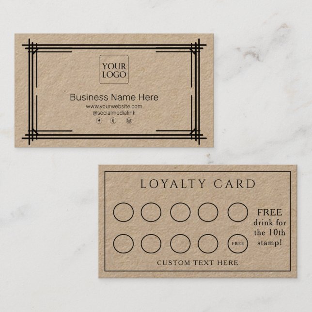 Kraft Formal Business Café Coffee Salon Lojalitetskort (Fram/baksida)