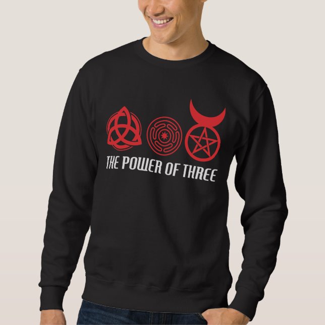 Kraft från tre Triquetra Hecats Hjulhornskända Gud Lång Ärmad Tröja (Framsida)