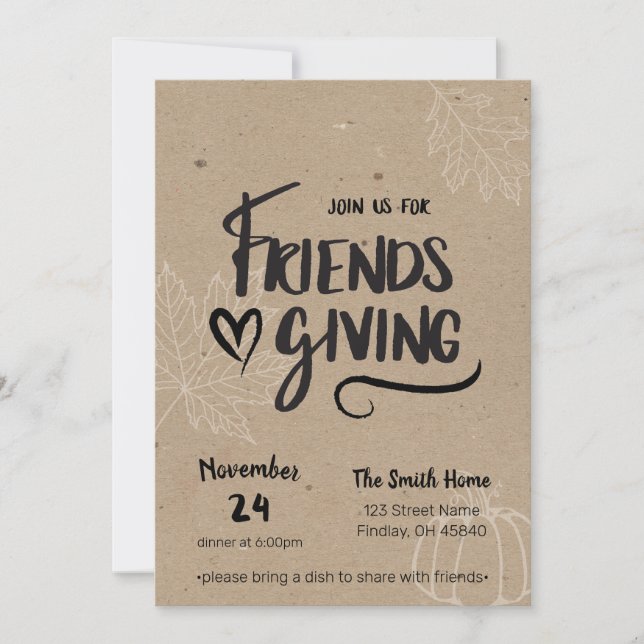 Kraft Friendsgiving-inbjudan till middag Inbjudningar (Framsida)