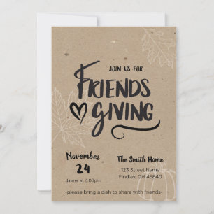 Kraft Friendsgiving Middagsinbjudan Inbjudningar