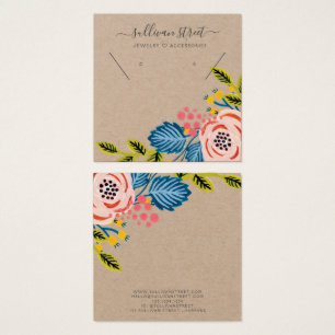 Kraft Girly Blommigt Earrings Necklace Visning Car Fyrkantigt Visitkort