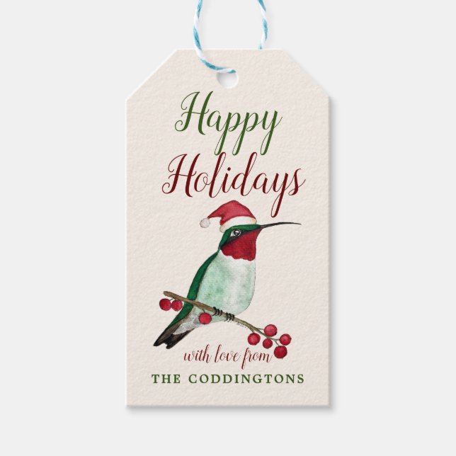 Kraft Glad jul anpassade kolibripresenttaggar Presentetikett (Framsidan)
