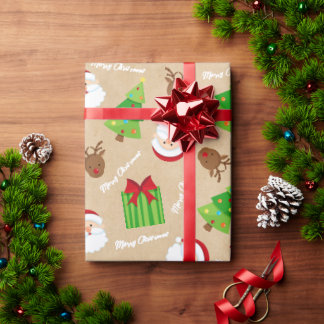 Kraft God jul Träd Santa Gifts Rudolph Presentpapper
