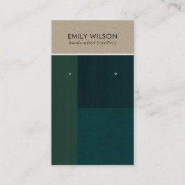 KRAFT GRÖNT FÄRG BLOCK STUD ARRING VISNING CARD VISITKORT