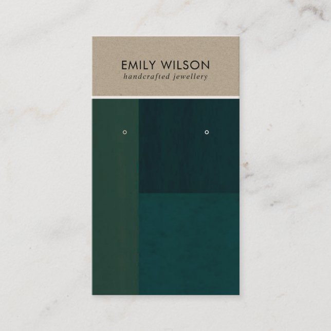 KRAFT GRÖNT FÄRG BLOCK STUD ARRING VISNING CARD VISITKORT (Framsida)