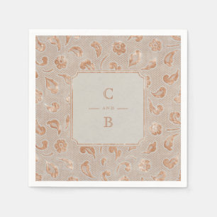 Kraft guld Snöre rustic landsbyggsbröllop monogram Pappersservett