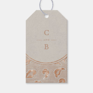 Kraft guld Snöre rustic landsbyggsbröllop monogram Presentetikett