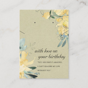 KRAFT GULT BLOMMIGT BIRTHDAY NECKLACE EARRING Card Placeringskort